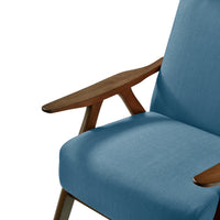 Modern Accent Chair 1Pc Blue High Back Chair Cushion Seat And Back Walnut Finish Solid Wood Living Room Furniture Blue Primary Living Space Modern,Traditional Rubberwood Solid Wood