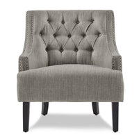 Modern Traditional Accent Chair Button Tufted Taupe Fabric Upholstery Solid Wood 1Pc Living Room Furniture Taupe Primary Living Space Modern,Traditional Solid Wood