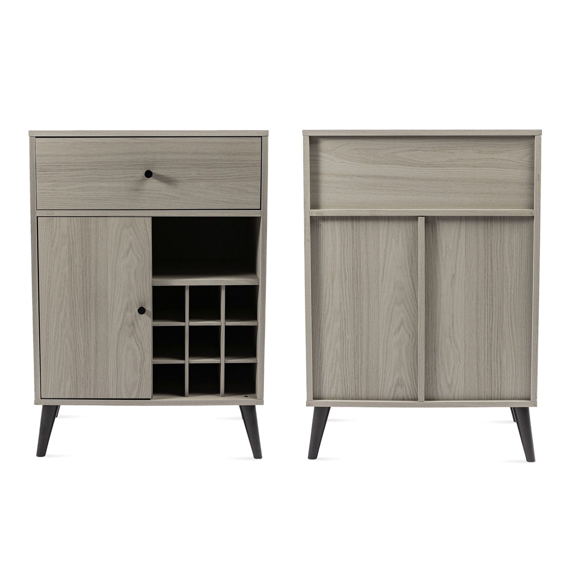 Modern Grey Wine Cabinet, Single Drawer, Single Cabinet With A Removable Wine Rack Gray Engineered Wood