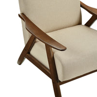 Modern Accent Chair 1Pc Light Brown High Back Chair Cushion Seat And Back Walnut Finish Solid Wood Living Room Furniture Light Brown Primary Living Space Modern,Traditional Rubberwood Solid Wood