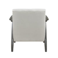 Casual Transitional Accent Chair 1Pc Pearl Hued Fabric Upholstery Dark Gray Frame Solid Wood Living Room Furniture Off White Casual,Transitional Solid Wood