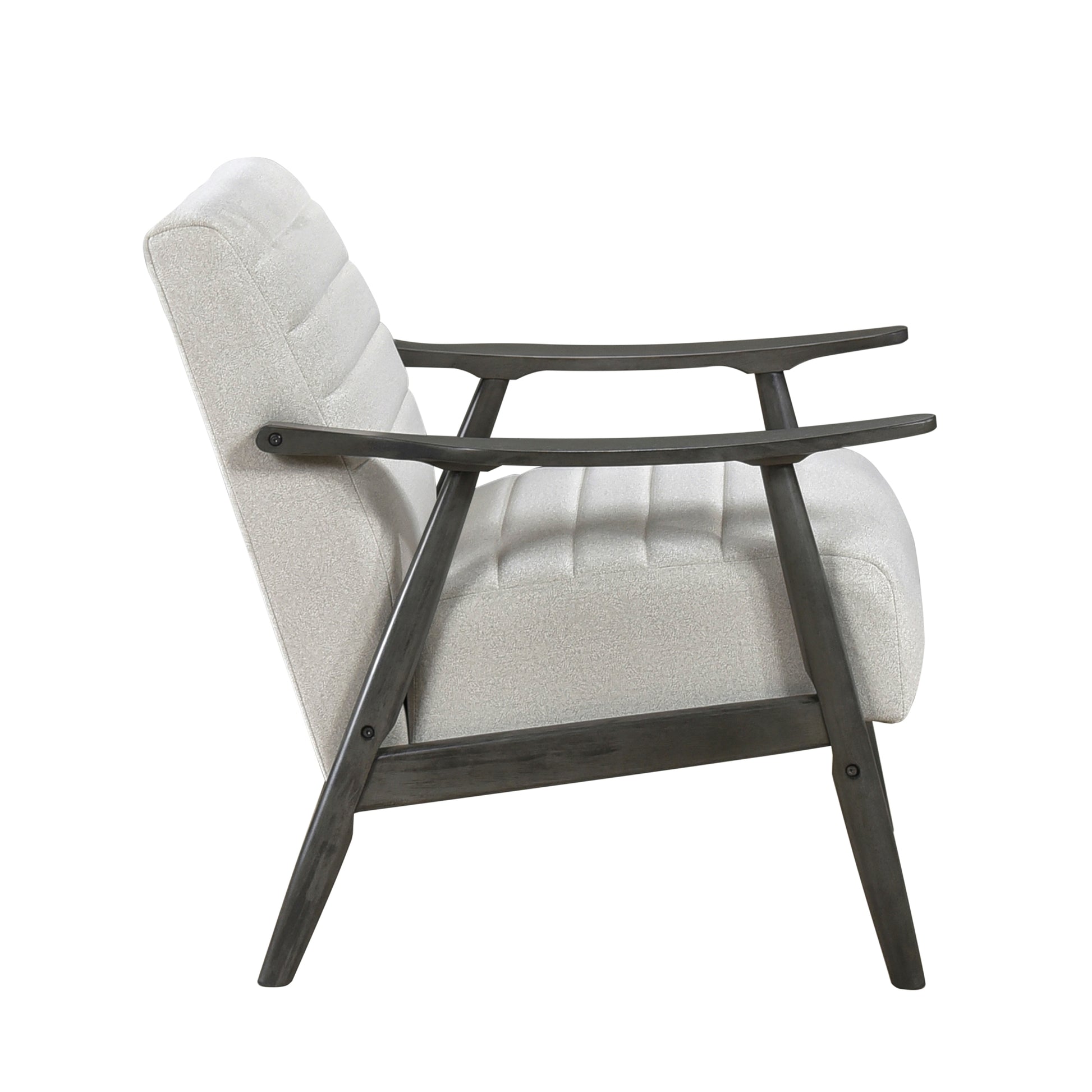 Casual Transitional Accent Chair 1Pc Pearl Hued Fabric Upholstery Dark Gray Frame Solid Wood Living Room Furniture Off White Casual,Transitional Solid Wood