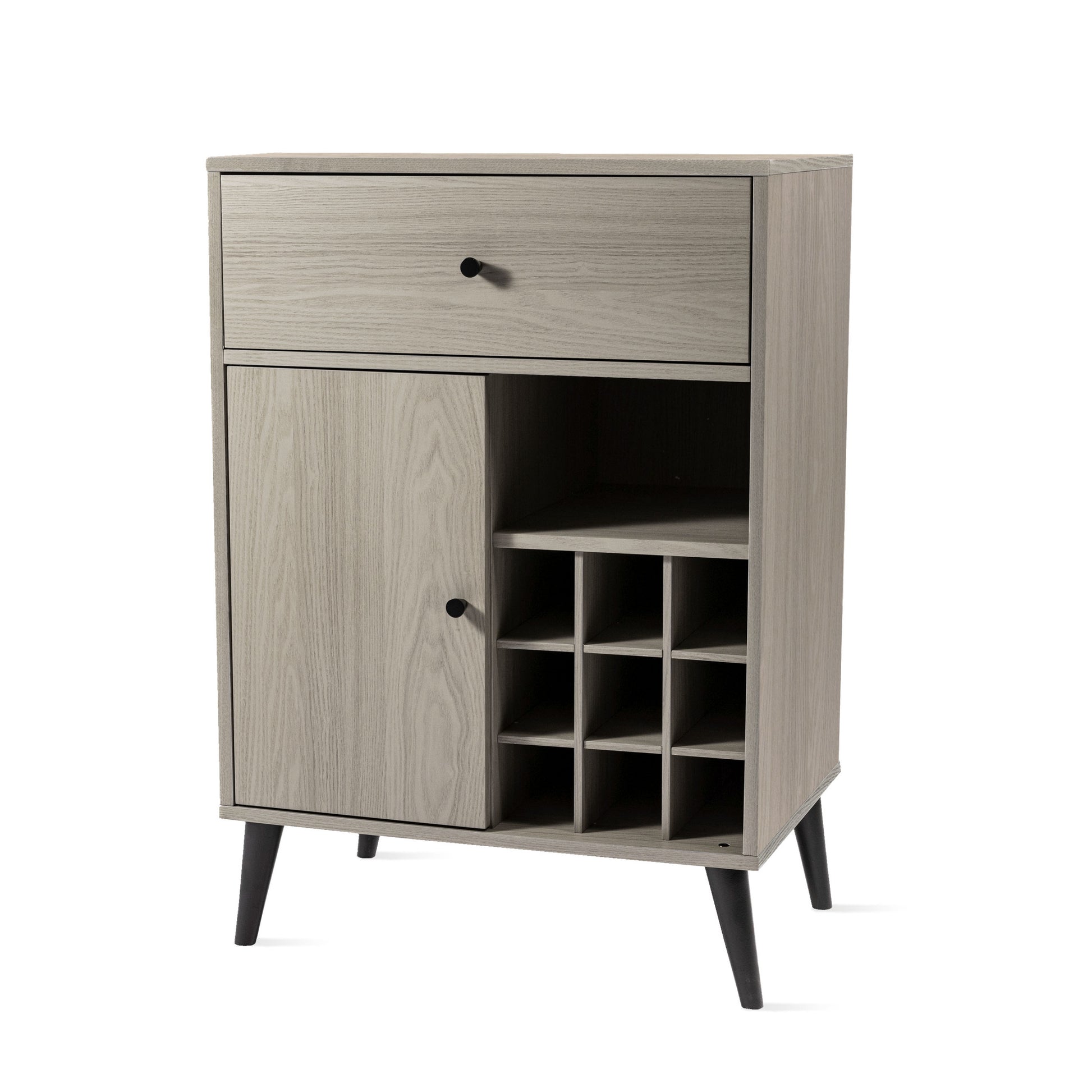 Modern Grey Wine Cabinet, Single Drawer, Single Cabinet With A Removable Wine Rack Gray Engineered Wood