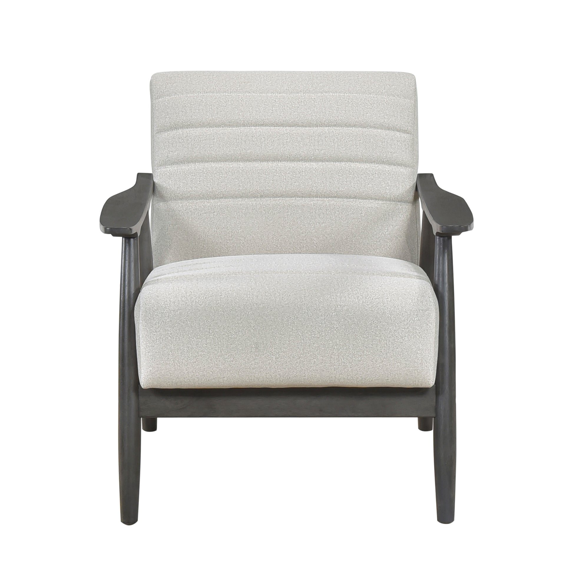 Casual Transitional Accent Chair 1Pc Pearl Hued Fabric Upholstery Dark Gray Frame Solid Wood Living Room Furniture Off White Casual,Transitional Solid Wood