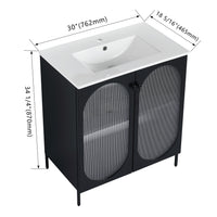 30 Inch Freestanding Bathroom Vanity With Ceramic Sink Black 2 Bathroom Freestanding Modern Steel