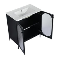 30 Inch Freestanding Bathroom Vanity With Ceramic Sink Black 2 Bathroom Freestanding Modern Steel