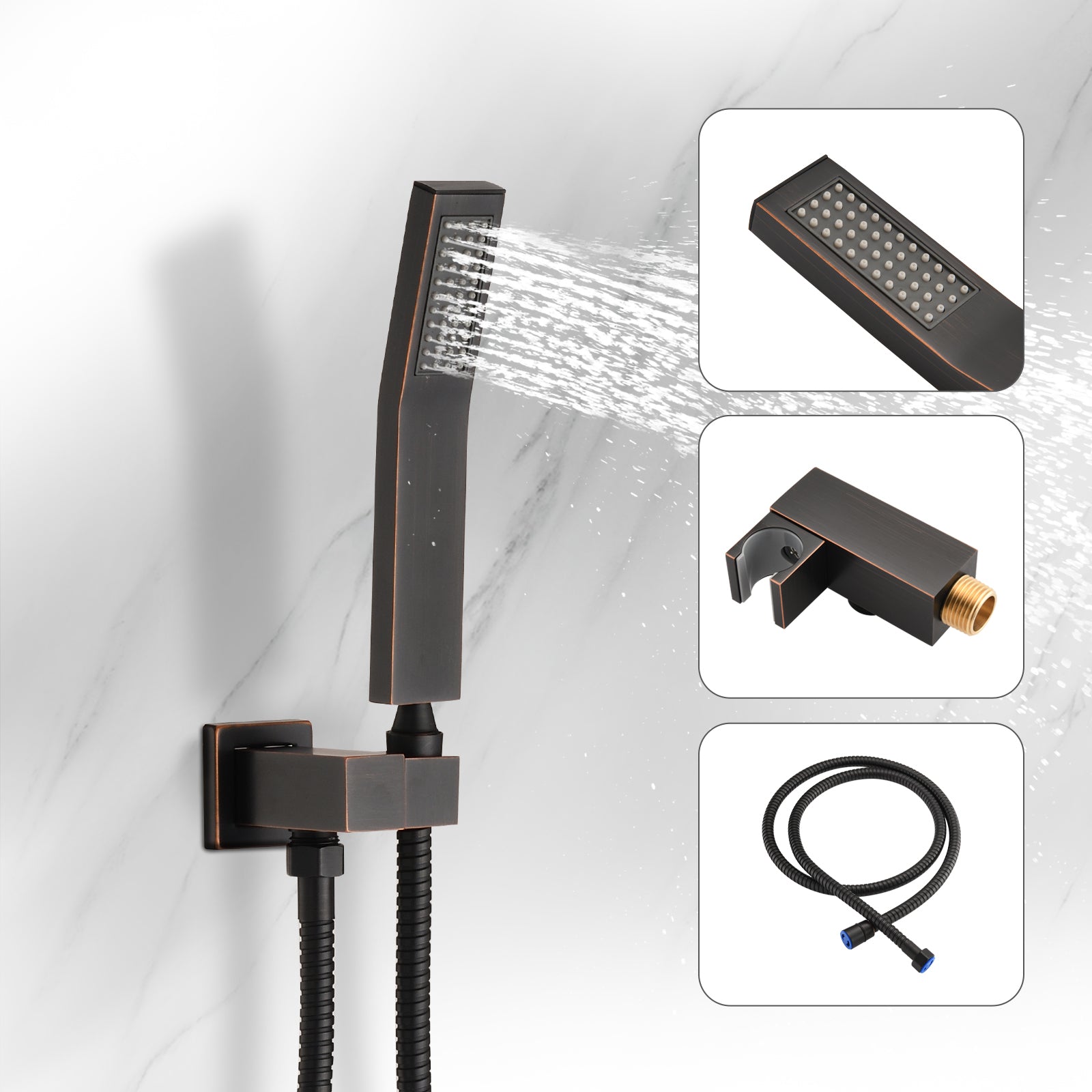 Ceiling Mounted Shower System Combo Set With Handheld And 10"Shower Head Oil Rubbed Bronze Bathroom Brass