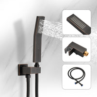 Ceiling Mounted Shower System Combo Set With Handheld And 10"Shower Head Oil Rubbed Bronze Bathroom Brass