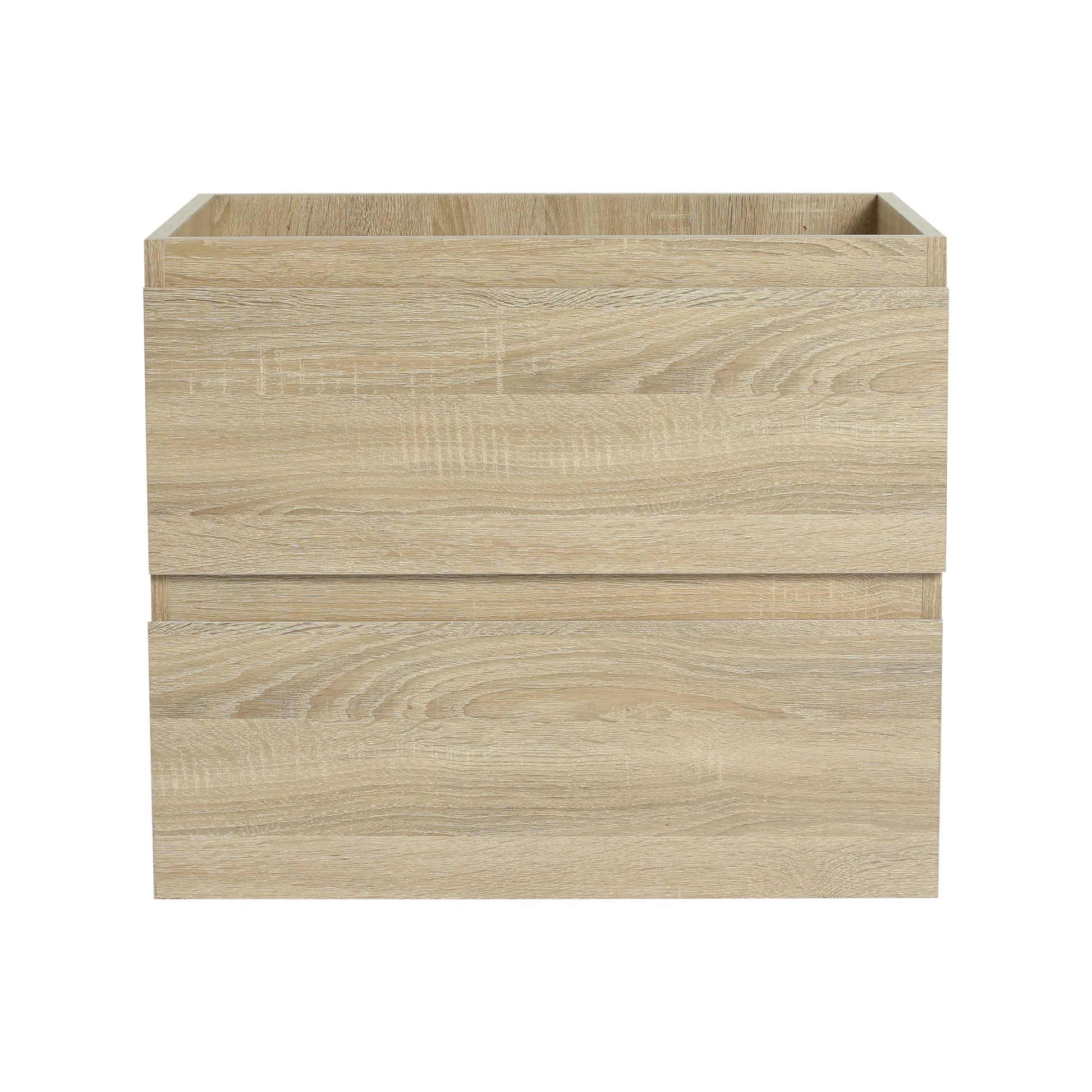 24" Wall Mounted Bathroom Vanity With Resin Sink, 2 Soft Close Drawers, Kd Package 2 Light Oak Bathroom Wall Mounted Modern Plywood