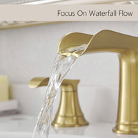 Bathroom Faucets For Sink 3 Hole Nickel Gold 8 Inch Widespread Bathroom Sink Faucet With Pop Up Drain Double Lever Handle Faucet Bathroom Vanity Faucet Basin Mixer Tap Faucet With Hose Bathroom Joystick Geometric Two Brushed Gold Side Sprayer Deck