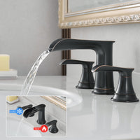 Bathroom Faucets For Sink 3 Hole Orb 8 Inch Widespread Bathroom Sink Faucet With Pop Up Drain Double Lever Handle Faucet Bathroom Vanity Faucet Basin Mixer Tap Faucet With Hose Bathroom Joystick Geometric Two Oil Rubbed Bronze Side Sprayer Deck Mounted