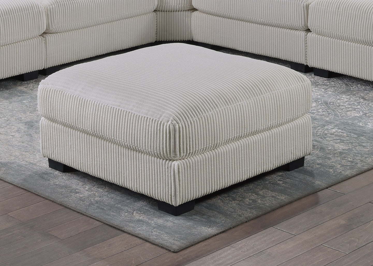 Living Room Furniture Ottoman Beige Wide Welt Corduroy 1Pc Soft Cushion Cocktail Ottoman Wood Legs Beige Primary Living Space Solid Contemporary,Modern Square Corduroy