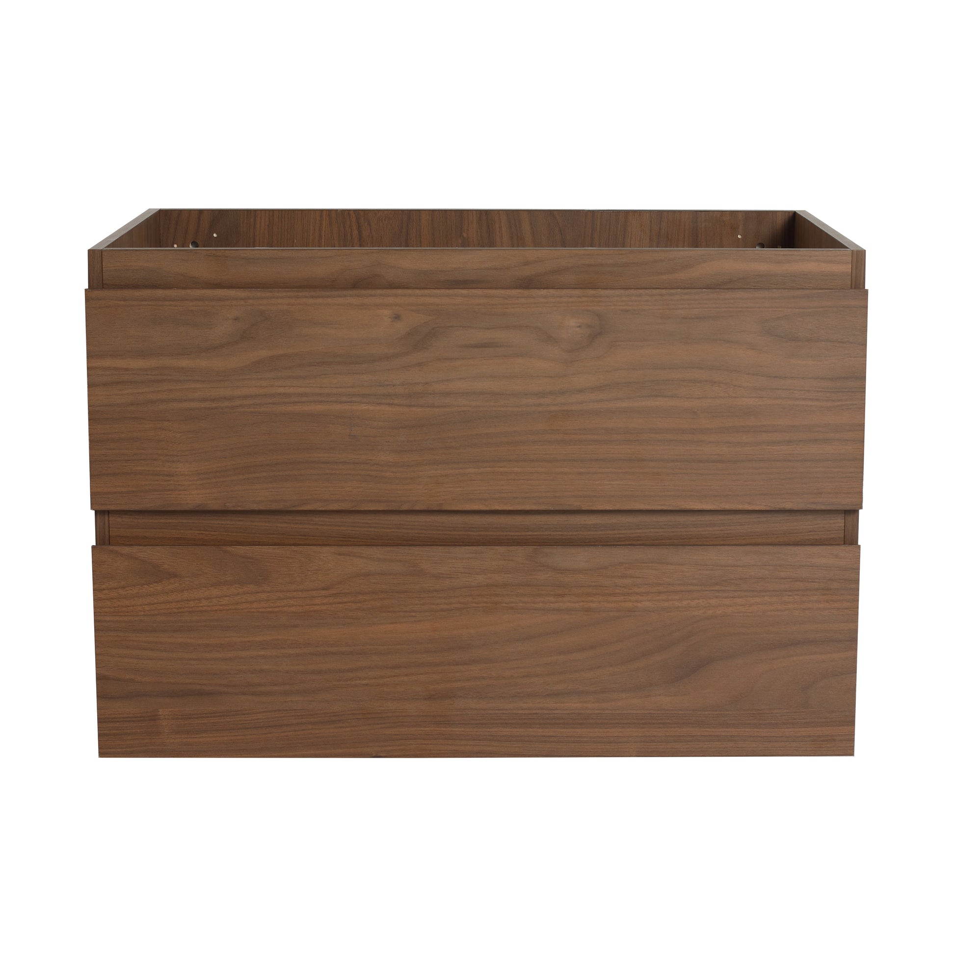 30" Wall Mounted Bathroom Vanity With Ceramic Sink, 2 Soft Close Drawers, Kd Package 2 Brown Oak Bathroom Wall Mounted Modern Plywood