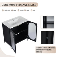 30 Inch Freestanding Bathroom Vanity With Ceramic Sink Black 2 Bathroom Freestanding Modern Steel