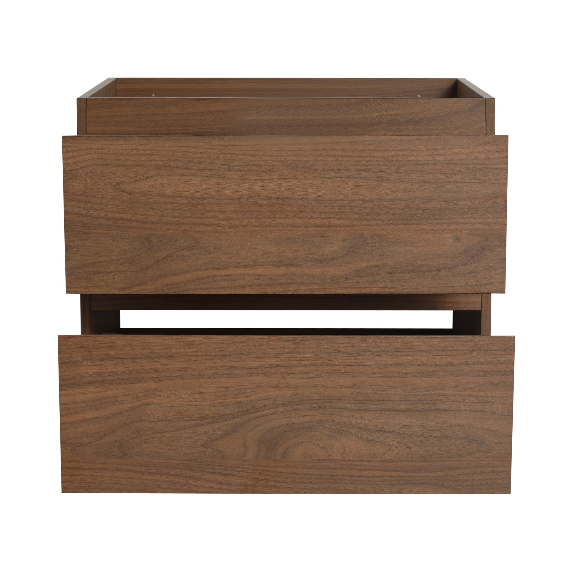 24" Wall Mounted Bathroom Vanity With Ceramic Sink, 2 Soft Close Drawers, Kd Package 2 Brown Oak Bathroom Wall Mounted Modern Plywood