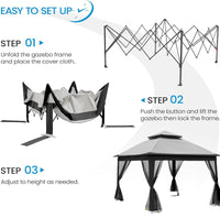 Outdoor 11X 11Ft Pop Up Gazebo Canopy With Removable Zipper Netting,2 Tier Soft Top Event Tent,Suitable For Patio Backyard Garden Camping Area,Grey Grey Metal