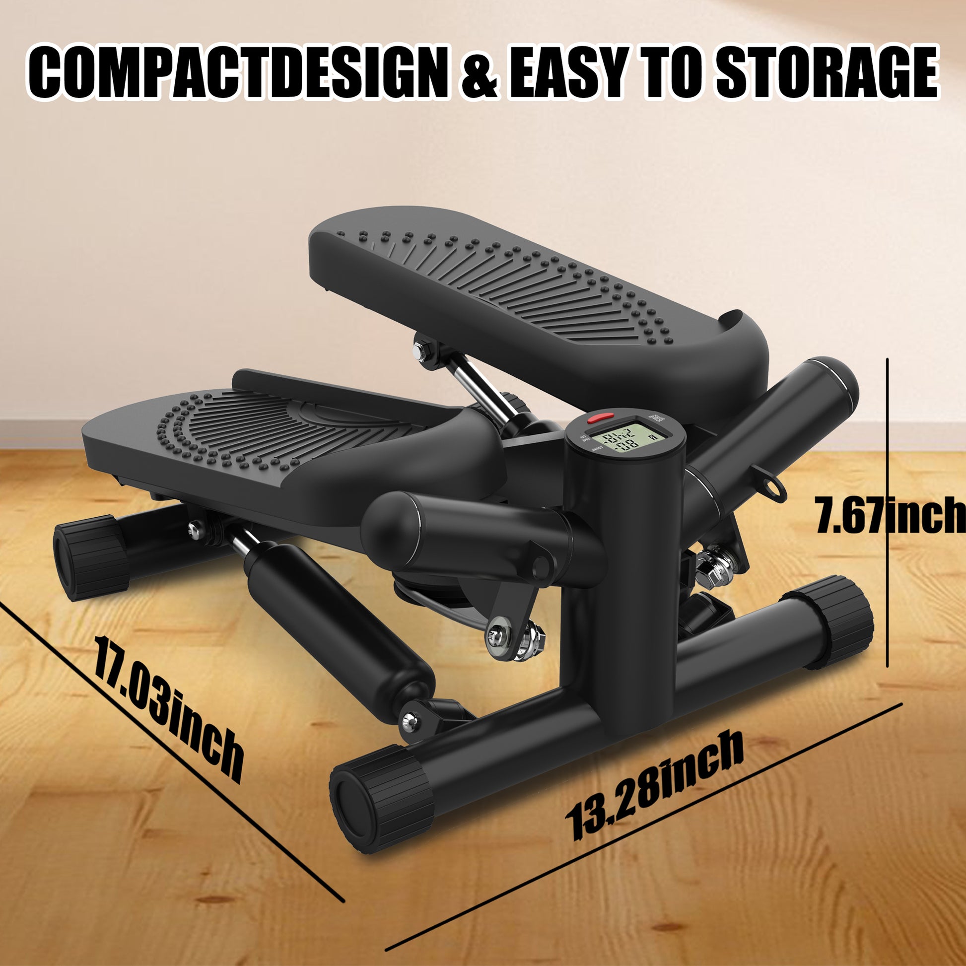 Steppers For Exercise Mini Stair Stepper Machine With Resistance Bands 330Lbs Twist Stepper Portable Exercise Equipment For Full Body Workout Black Black Abs Rubber Steel Q235