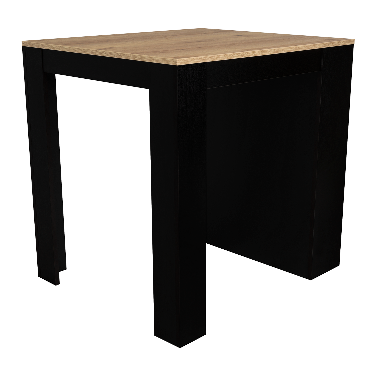 Tanna Kitchen Counter Dining Table ,Two Legs, Three Side Shelves Black Pine Multicolor Particle Board Particle Board