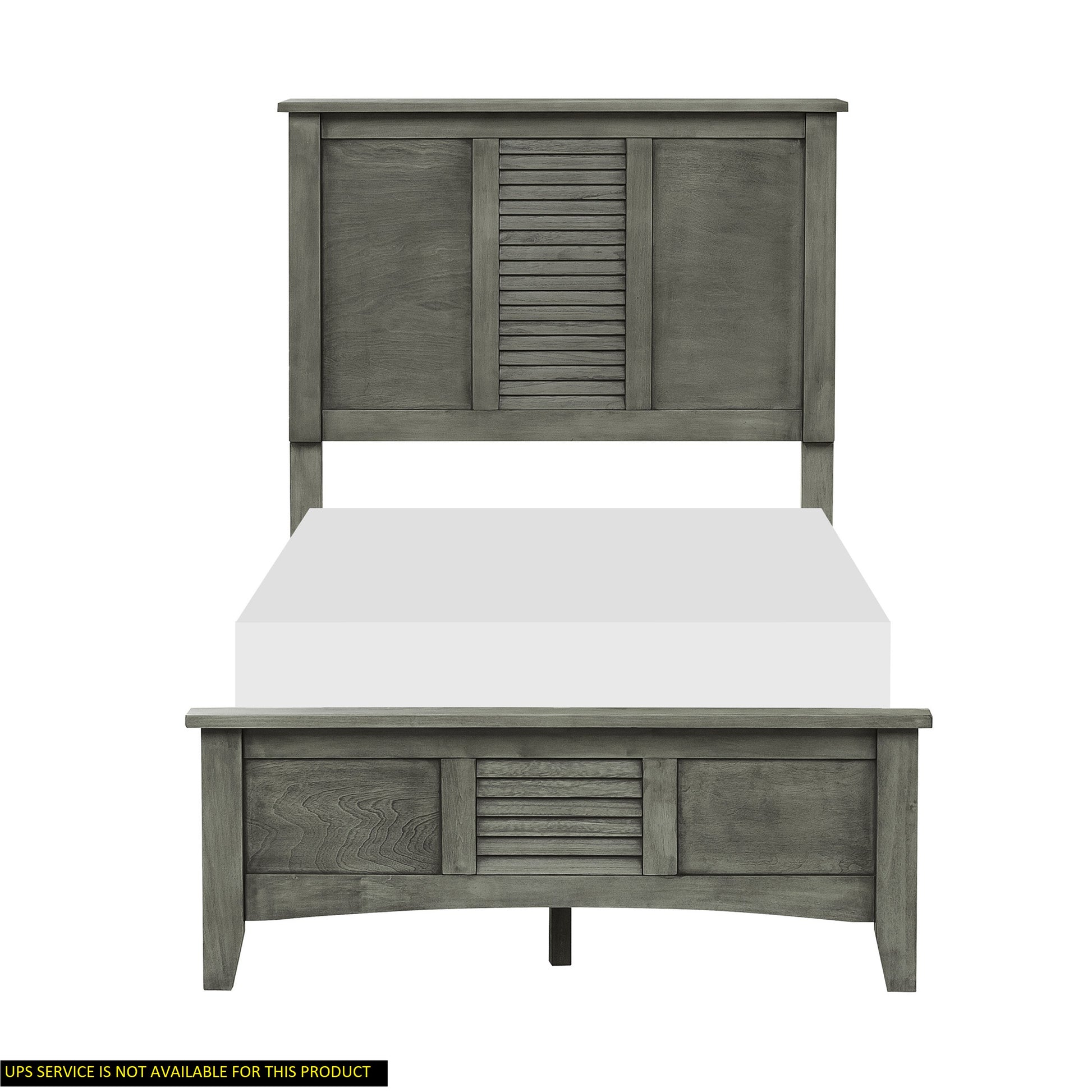 Cool Gray Finish 1Pc Twin Size Bed Louvered Panel Headboard Footboard Transitional Style Bedroom Wooden Furniture Box Spring Required Twin Gray Wood Transitional Panel Wood