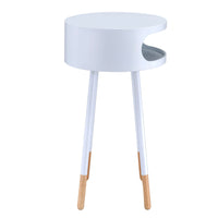 White And Natural Round 1 Shelf End Table White Primary Living Space Contemporary Shelves Round Wood Metal