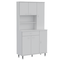 Della 90 Kitchen Pantry, One Drawer, Multiple Cabinets, Two Open Shelvess White White Primary Living Space Modern Particle Board Particle Board