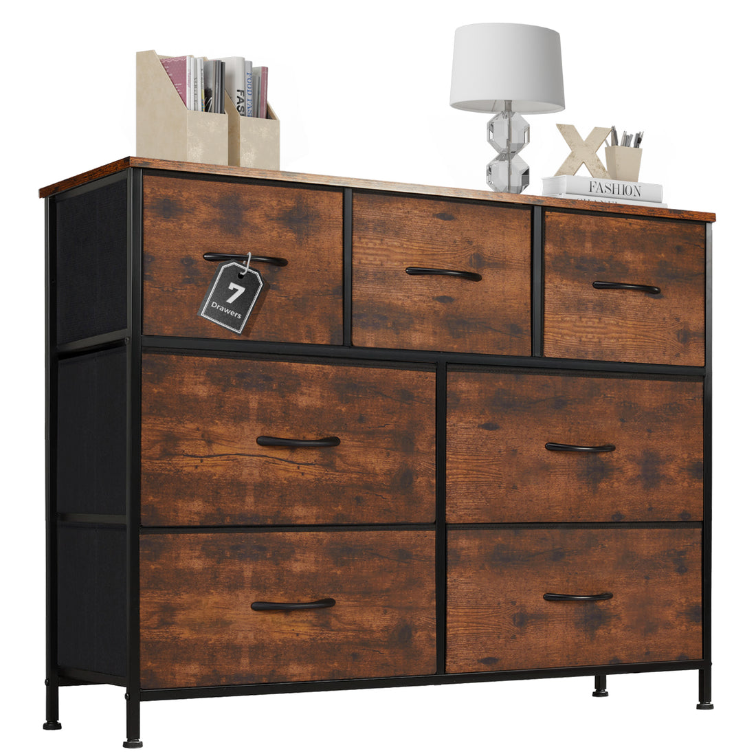 7 Storage Spaces, Assembled Wardrobe Lockers, Bedroom Furniture Lockers,Brown Brown Acacia Wood