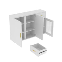 Contemporary Wood Storage Cabinet: Stylish Accent Buffet Sideboard With Doors For Versatile Use In Bedroom, Living Room, Kitchen & Hallway White Mdf