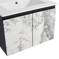 24'' Floating Wall Mounted Bathroom Vanity With Ceramics Sink & Soft Close Cabinet Door, Kd Package Black 2 Soft Close Doors Bathroom Wall Mounted Modern Plywood