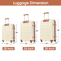 3 Piece Luggage Set Hardside Spinner Suitcase With Tsa Lock 20" 24" 28" Available Antique White Abs