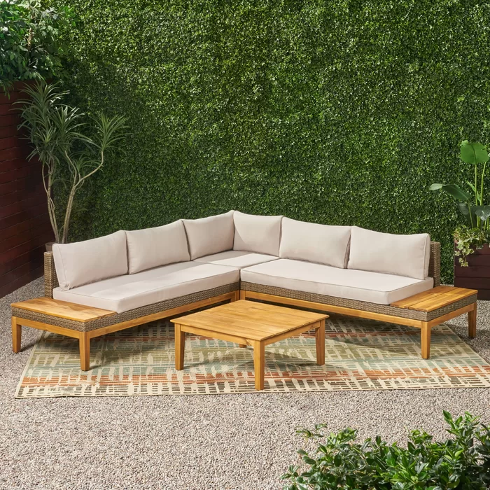 Loft Outdoor Acacia Wood And Wicker 5 Seater