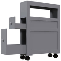 Homcom 6.25" X 20.5" X 28.25" Wood Rolling Narrow Bathroom Side Storage Cabinet Gray Grey Mdf