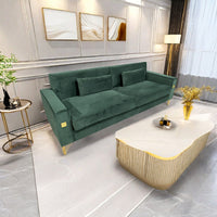 Fx P18 Rg2 Sofa Luxury Emerald Green Velvet Sofa With Gold Accents Modern 3 Seat Couch With Plush Cushions, Perfect For Living Room And Office Decor Retro Green Velvet 2 Seat