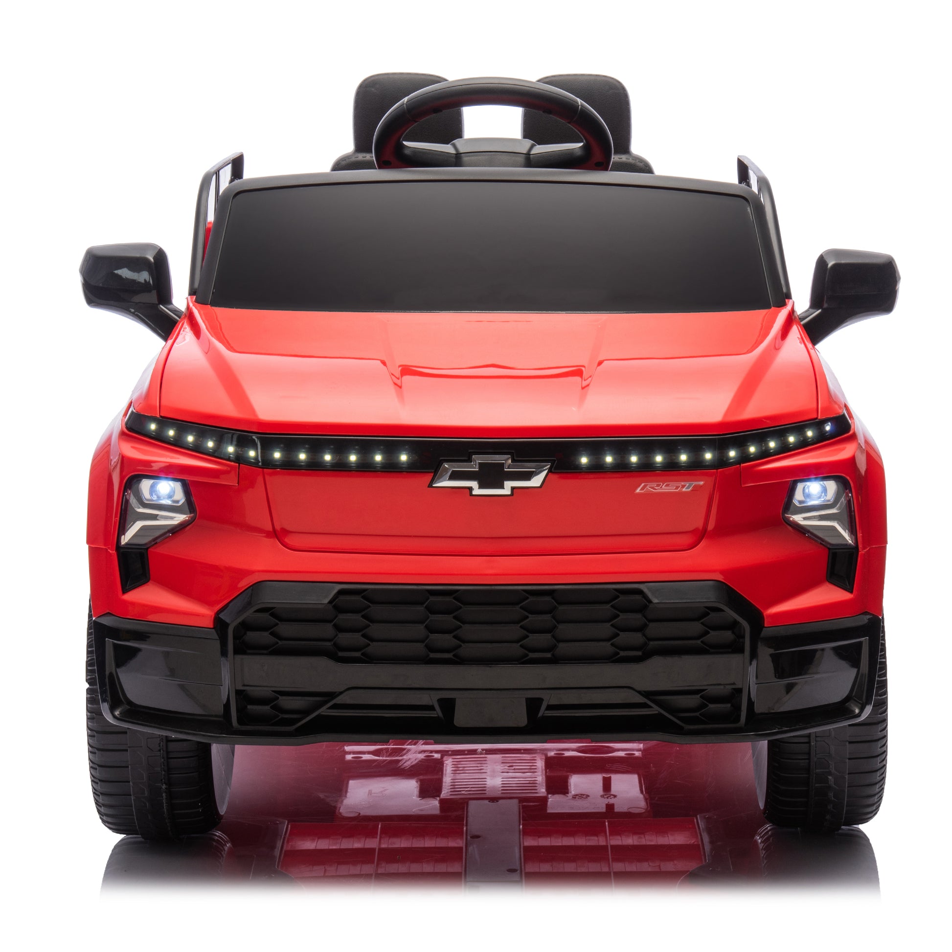 24V Kids Ride On Car W Parents Control,Licensed Chevrolet Silverado,Four Wheel Suspension,Led Lights,Bluetooth,Music,Usb,Mp3,Power Display,Speeds 2.49 3.73Mph For Kids Aged 37 95 Months. Red Plastic