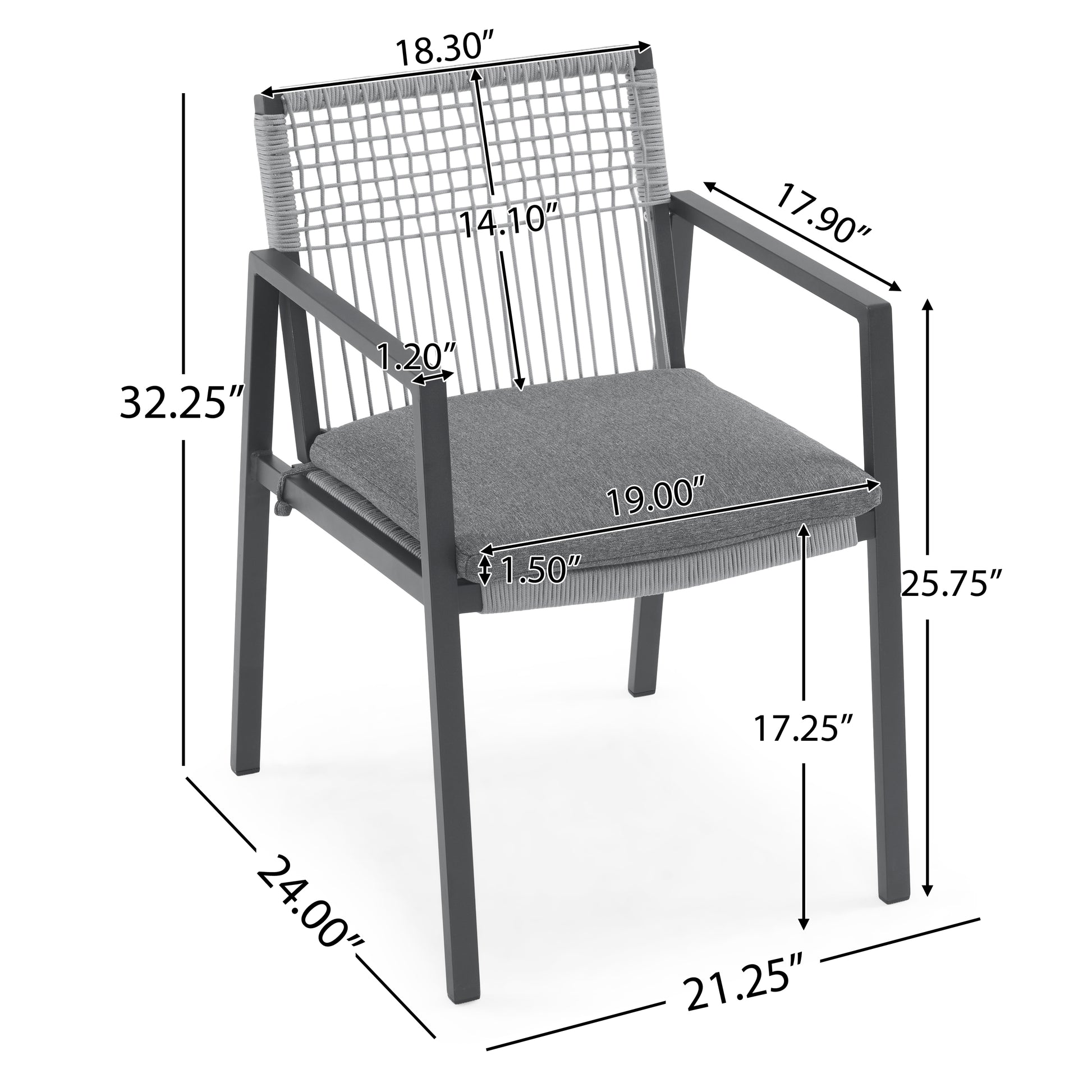 Outdoor Dining Set, Dining Chair Set Of 6 Aluminum Dining Table, Gray Black Black Grey Aluminum