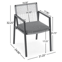 Outdoor Dining Set, Dining Chair Set Of 6 Aluminum Dining Table, Gray Black Black Grey Aluminum