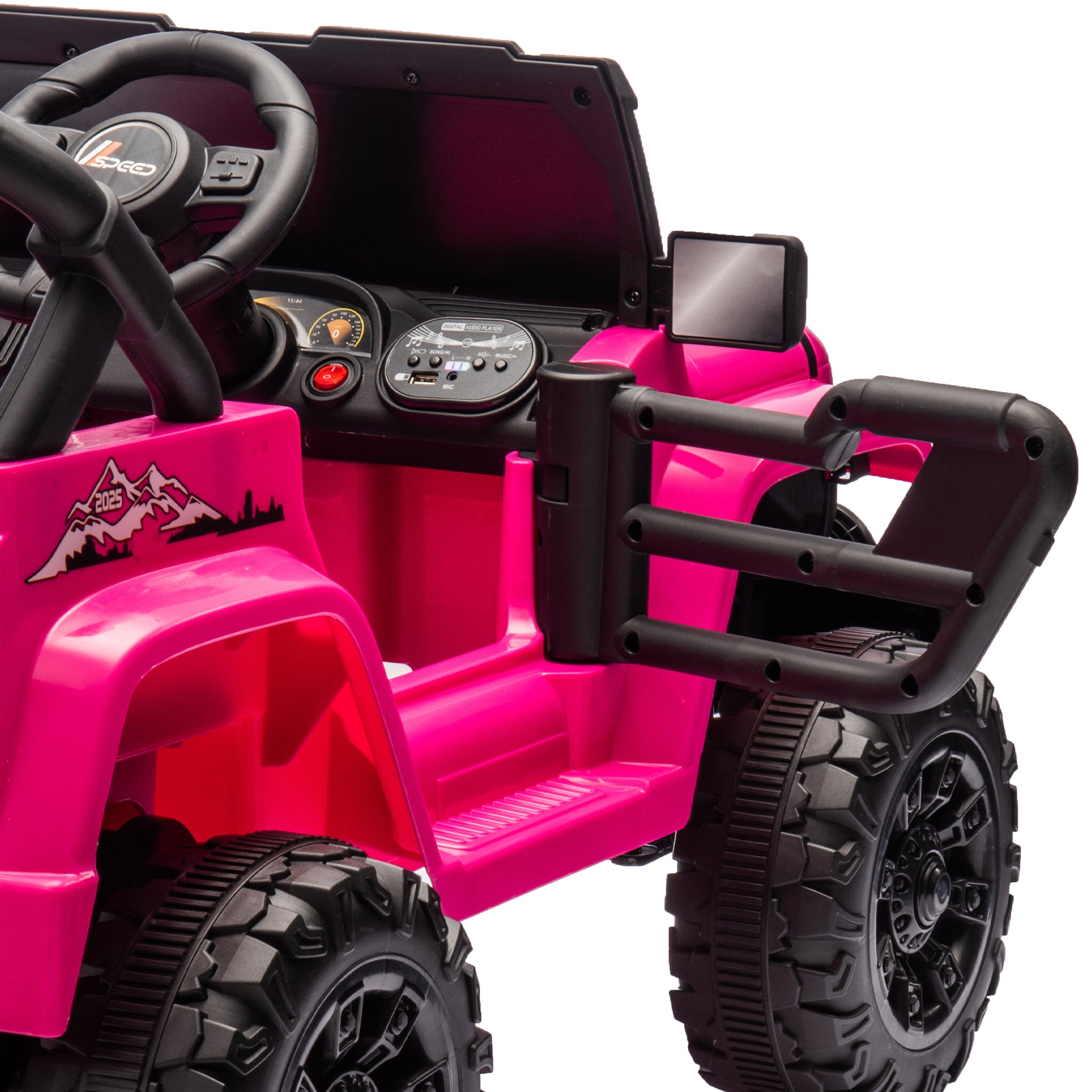 12V Kids Ride On Electric Car W Parents Control,Dual Drive, Four Wheel Suspension,With Music,Bluetooth,Mp3,Usb,With Headlights, Steering Wheel Quick Release,Slow Start For Kids Aged 3 8. Pink 50 99 Lbs Polypropylene