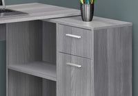 Computer Desk, Home Office, Corner, Storage Drawers, 46"L, L Shape, Work, Laptop, Grey Laminate, Contemporary, Modern Grey Particle Board