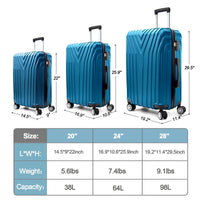 Abs Hard Shell 3 Piece Luggage Set 20 24 28 With 360 Rotating Wheel And Tsa Lock Men And Women Ideal For Business Trips And Family Getaways Dark Blue Abs