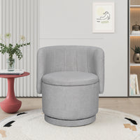 360 Degree Swivel Back Sofa Chair With Storage Space, Suitable For Bedroom And Living Room Gray Gray Boucle