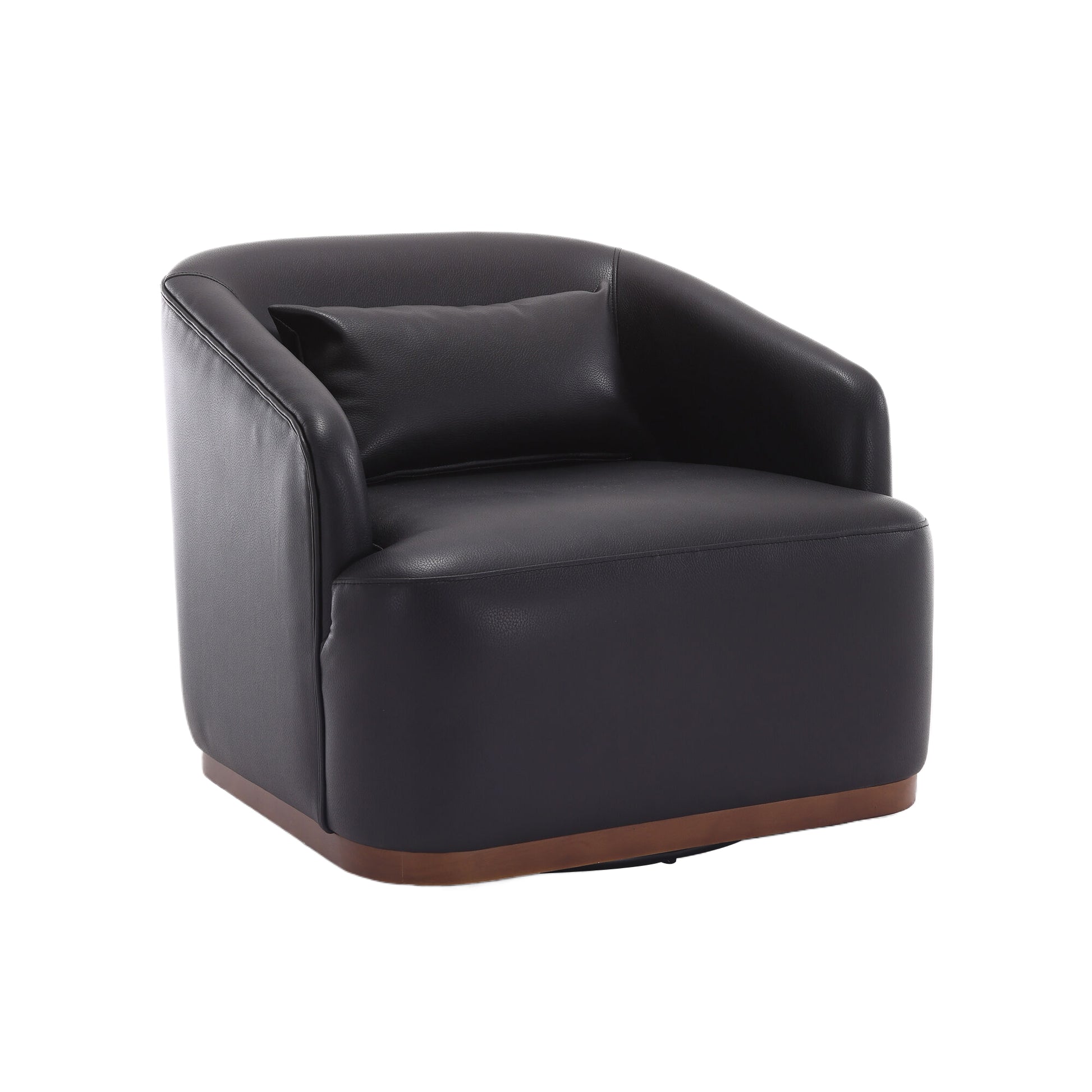 Coolmore Swivel Barrel Chair, Comfy Round Accent Sofa Chair For Living Room, 360 Degree Swivel Barrel Club Chair, Leisure Arm Chair For Nursery, Hotel, Bedroom, Office, Lounge Black Pu Black Pu Primary Living Space Foam Pu Leather