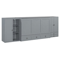 Queen Size Murphy Bed With Usb Port, Little Wardrobes And Drawers, Gray Queen Gray Particle Board Mdf