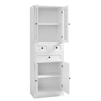 Tall Bathroom Storage Cabinet, Cabinet With Four Doors And Drawers, Adjustable Shelf, Mdf Board, White White Mdf