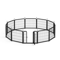 Dog Playpen Outdoor, 12 Panel Dog Fence 24" Pet Pen For Small Dogs Pet Exercise Pen For Puppy Rabbit Small Animals Portable Playpen For Rv Camping Garden Yard, Indoor. Black, 22.2'' W X 23.6'' H. Black Iron