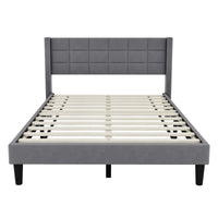 Queen Size Upholstered Platform Bed With Support Legs, Gray Box Spring Not Required Queen Gray Wood Bedroom Bed Frame Polyester Upholstered