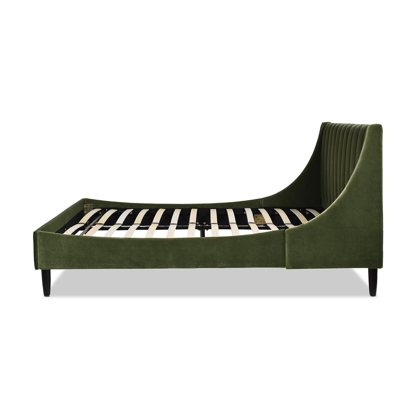 Aspen Vertical Tufted Modern Headboard Platform Bed Set, Queen, Olive Green Performance Velvet Box Spring Not Required Queen Olive Green Wood Foam Velvet Velvet