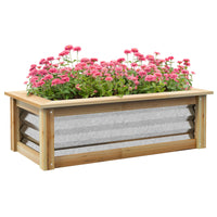 Outsunny Raised Garden Bed Kit, Outdoor Planter Box, Galvanized Metal Reinforced With Wood, Stock Tank For Growing Flowers, Herbs And Vegetables Multicolor Metal