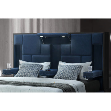 Yaris Navy Blue King Bed Navy Blue Rubber Wood