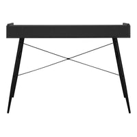 Computer Desk, Home Office, Laptop, Storage Shelves, 48"L, Work, Black Laminate, Black Metal, Contemporary, Modern Black Particle Board