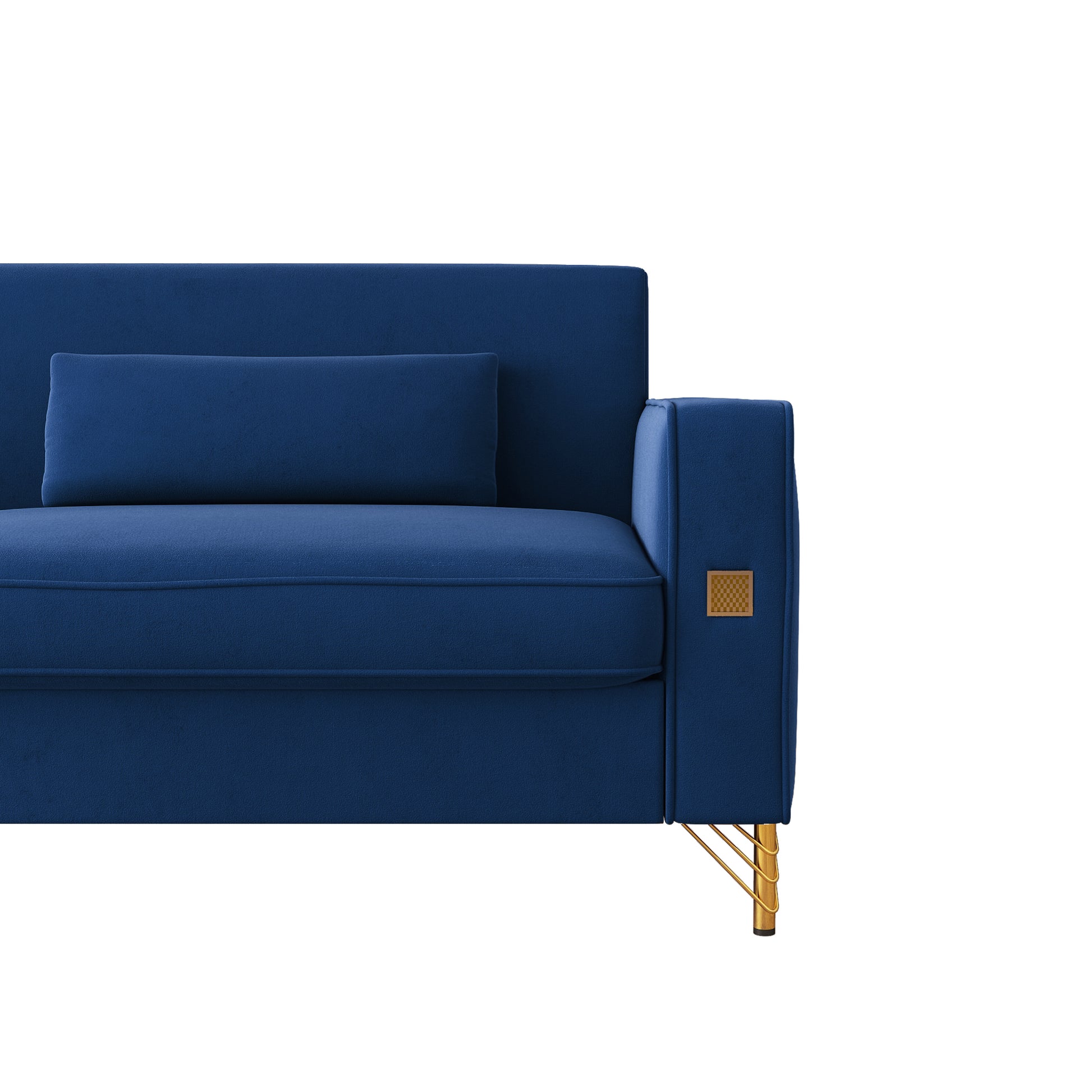 Fx P18 Rb Sofa Luxury Velvet Sofa With Gold Accents Modern 3 Seat Couch With Plush Cushions, Perfect For Living Room And Office Decor Retro Blue Velvet 3 Seat