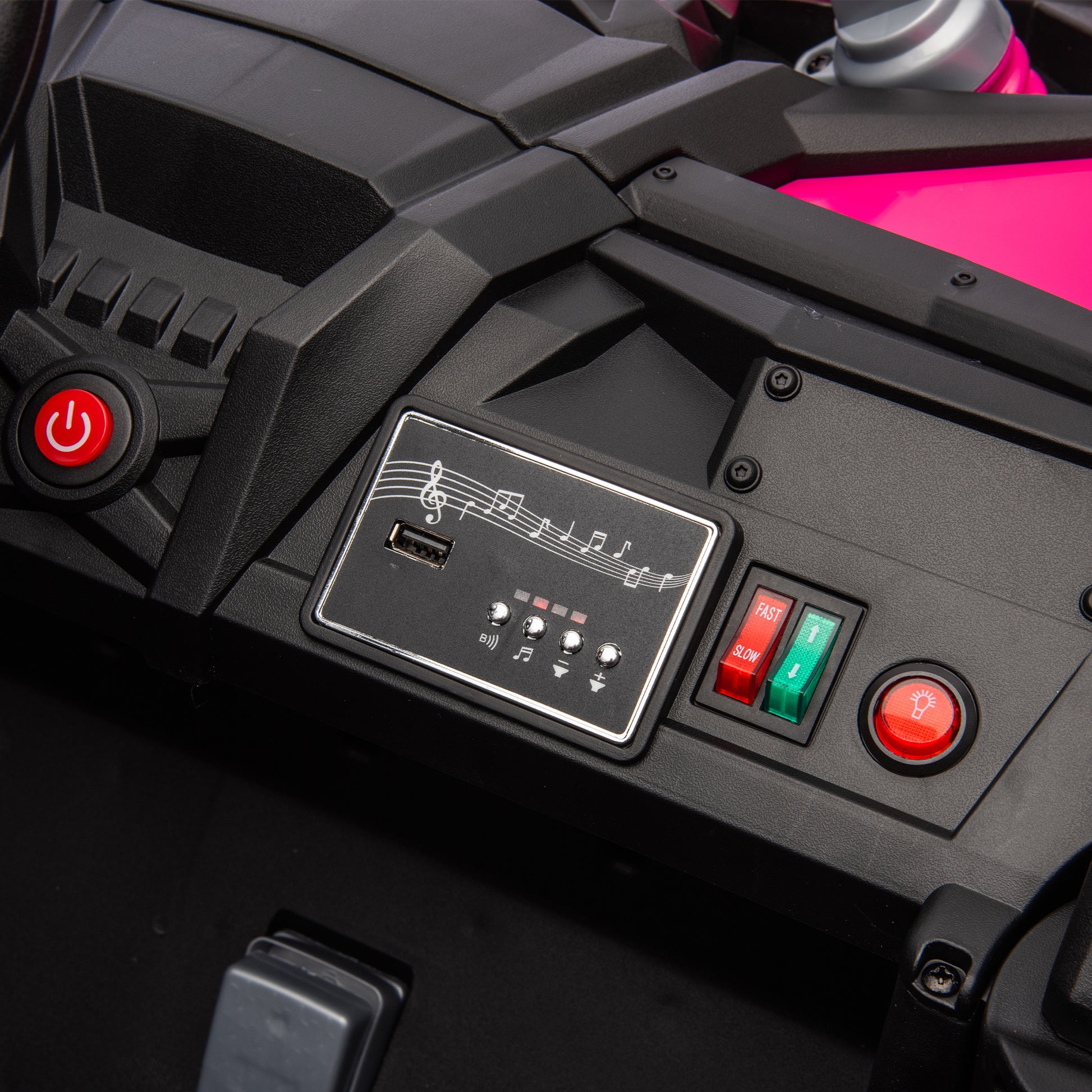 24V Two Seater Kids Ride On Utv W Parents Remote Control,Four Wheel Suspension,Slow Start,Large Wheel Design,Anti Collision Bar,Storage Space,Music,Usb,Bluetooth,Volume Control,Led Lights For Kids 3 . Pink 100 149 Lbs Polypropylene